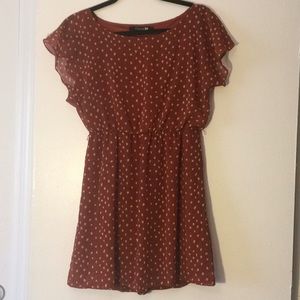 Forever 21 Orange and Tan Spotted Dress